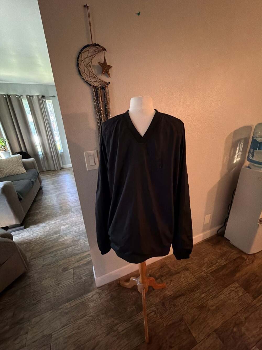 Verb Sport-Tek V-Neck Pullover Windbreaker Jacket Black Size Large